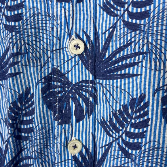 Bugatchi Men's Short Sleeve Tropical Blue Button-Up Shirt M Classic Fit! - Picture 2 of 5